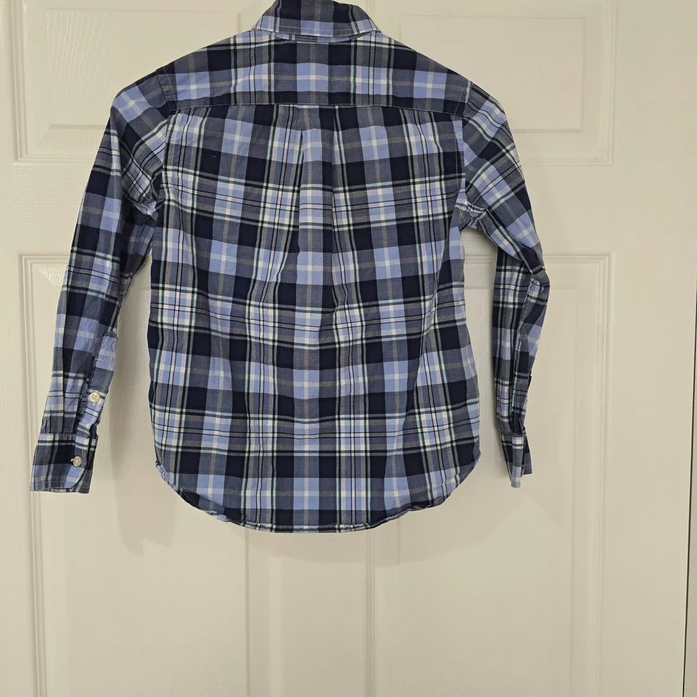 Ralph Lauren Plaid Button Down Shirt Boys Long Sleeve Blue Size 8 S/P